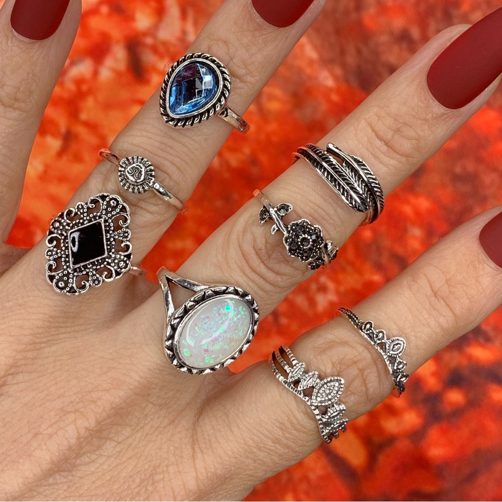 3/$10 NEW Boho Style Rings & MIDI Rings Design Mix / silver tone Bundle NWOT - Picture 2 of 8